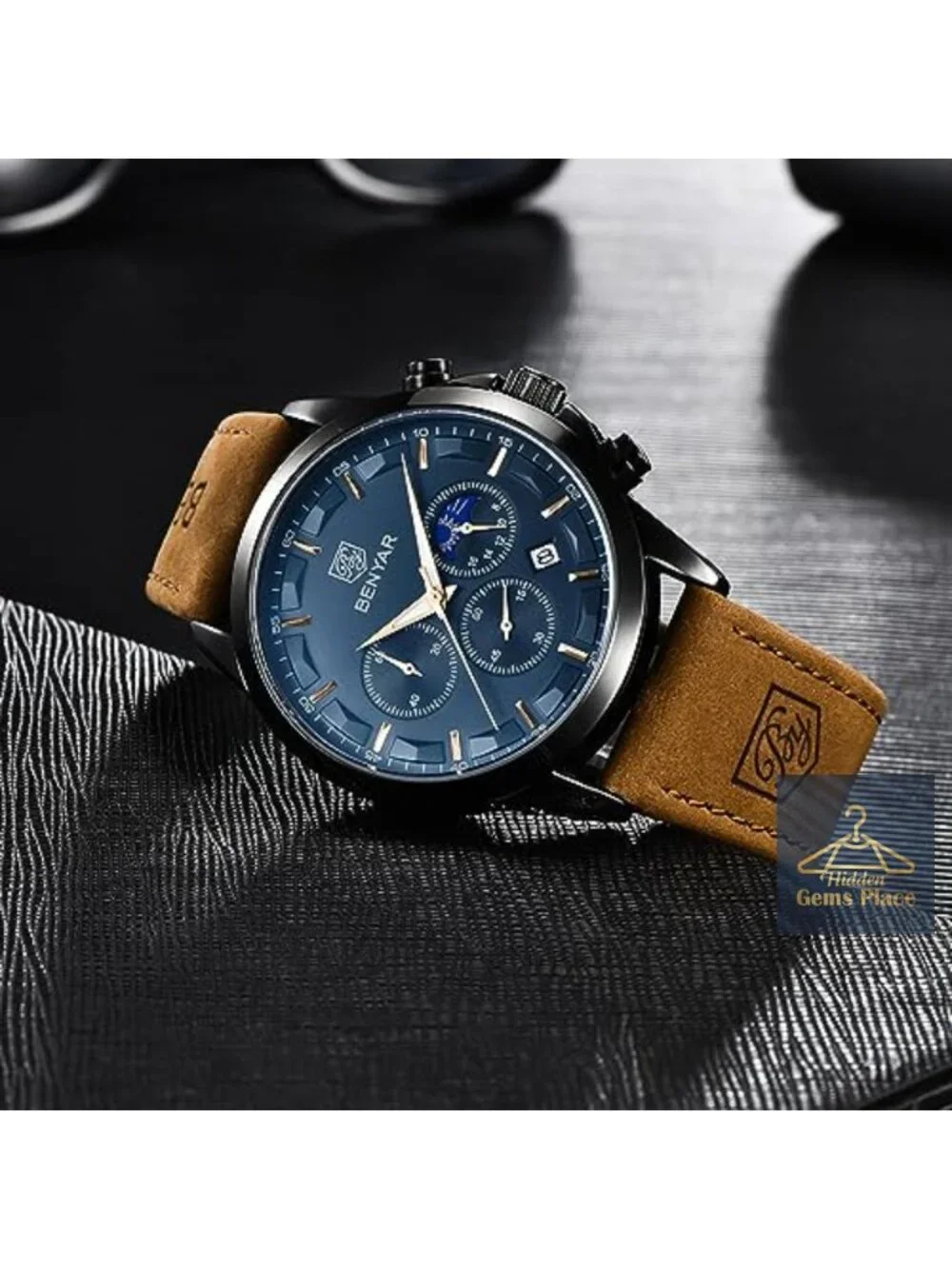 Men's Analog Quartz Chronograph Watch with Calendar Waterproof Stainless Steel
